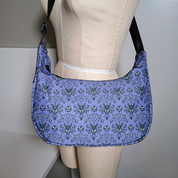 Custom Handmade Haunted Mansion Wallpaper Print Crescent Bag - Picture 4 of 7